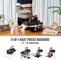 15x15 5 in 1 T-Shirt Heat Press Machine Digital Transfer Sublimation Plate Mug