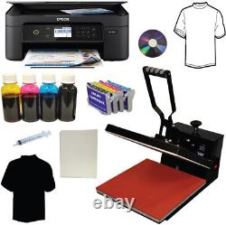 15x15 Heat Press, Wireless Printer, Bulk Ink Heat Transfer Tshirts Startup Bundle