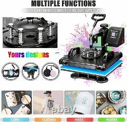 8 In 1 Digital Heat Press Machine Sublimation For T-Shirt/Mug/Plate Hat Printer