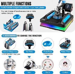 Heat Press Machine 8 in 1 15x15+30OZ Tumbler Press Sublimation T-shirt Mug Hat