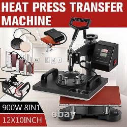 NEW! 8IN1 Heat Press Machine 12x10 Sublimation Transfer T-Shirt Mug Plate Hat