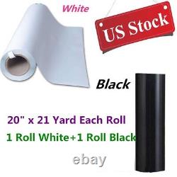 US White + Black PVC Digital Heat Press Transfer Vinyl 20 x 21 Yard Each Roll