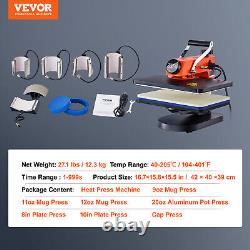 VEVOR Heat Press Machine 12x15in 8in1 Sublimation Transfer T-shirt Plate Mug Cup